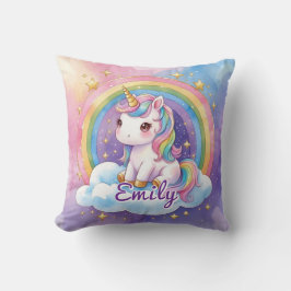 Almofada Travesseiro do Rainbow Unicorn on Cloud Editable N