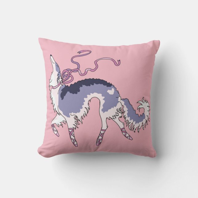 Almofada Travesseiro do rosa do Borzoi do balé (Frente)