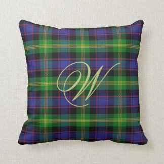 Almofada Travesseiro do Tartan do monograma de Watson