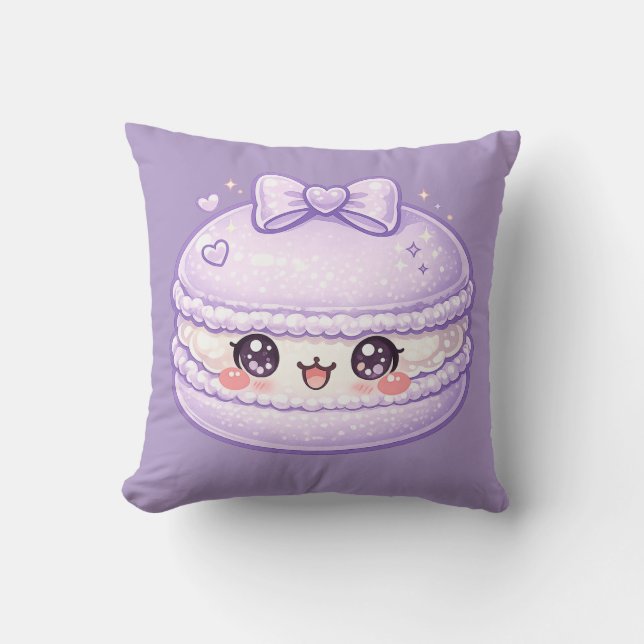 Almofada Travesseiro Doce Macaron Roxo Kawaii (Frente)