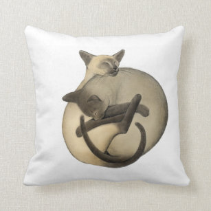 Almofada Travesseiro dos gatos Siamese de Yin Yang