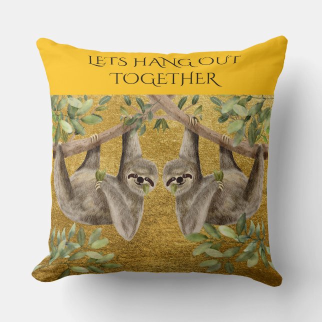 Almofada Travesseiro Dourado - Design de Preguiça  (Frente)