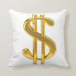 Almofada Travesseiro dourado do sinal de dólar