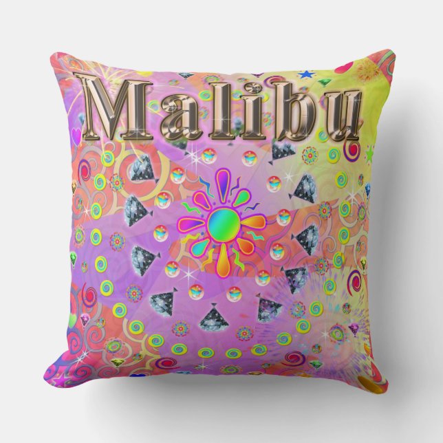 Almofada Travesseiro Dourado Malibu Lucky (Frente)