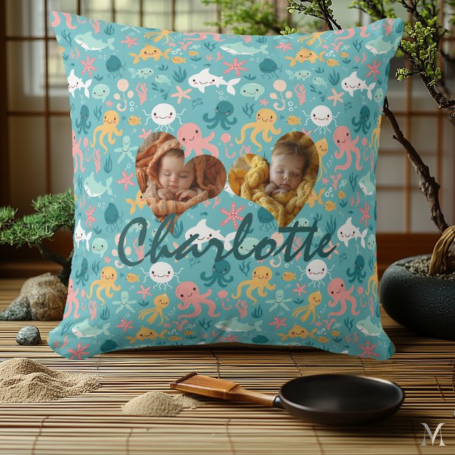 Almofada Travesseiro duplo de fotos e padrão do oceano Kawa (Criador carregado)