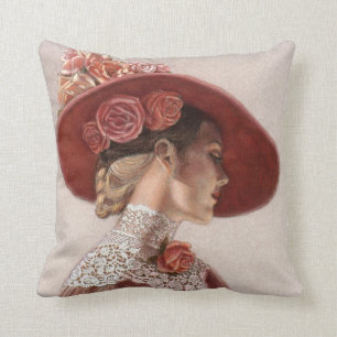 Almofada Travesseiro elegante da senhora Arte Floral Rosa