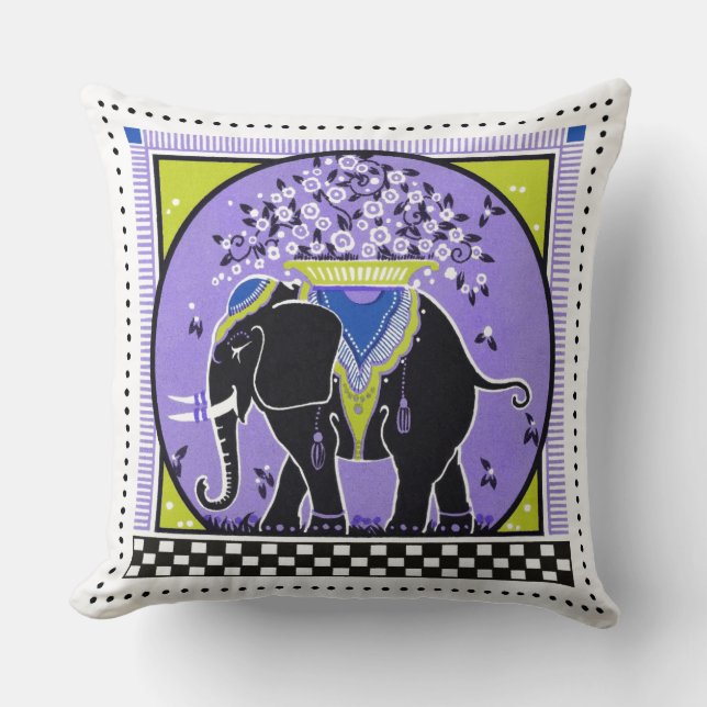 Almofada Travesseiro Elephant Parade em Lavanda (Frente)