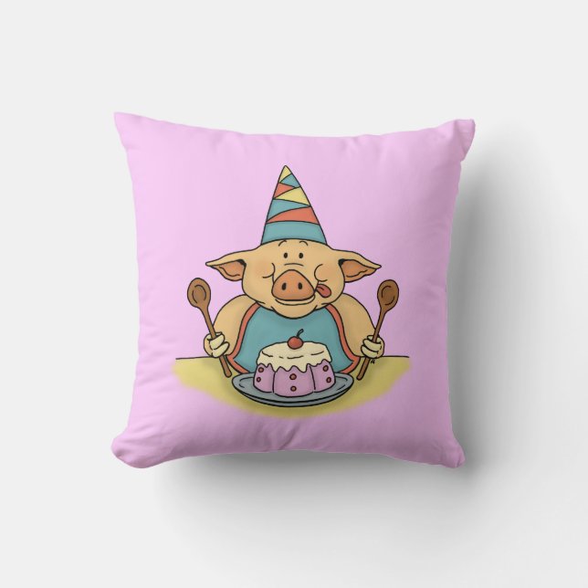 Almofada travesseiro engraçado leitão com fome (Frente)