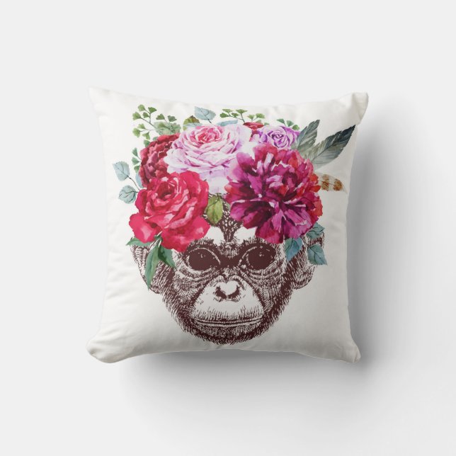 Almofada Travesseiro esperto do macaco (branco) (Frente)