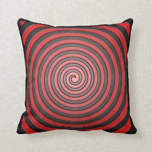 Almofada Travesseiro Espiral Vermelho e Negro Hipnótico