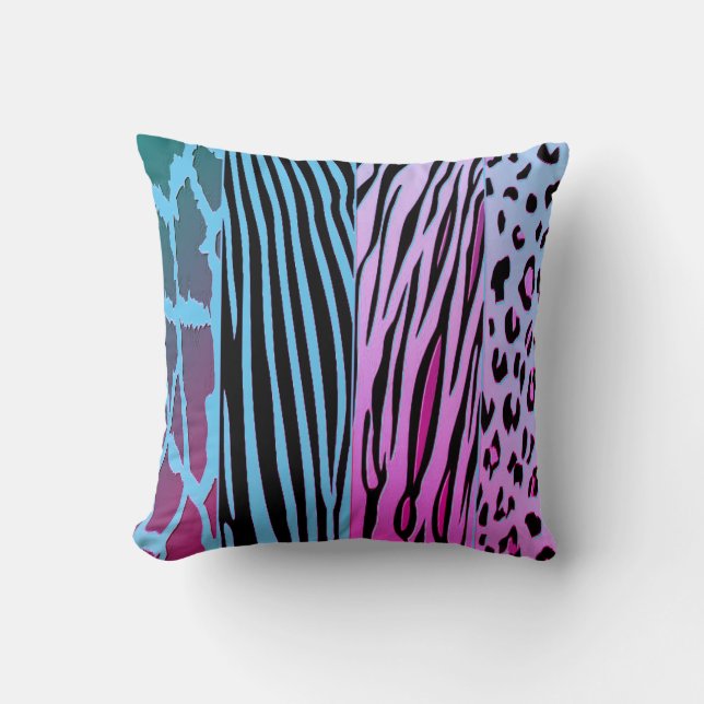 Almofada Travesseiro Estampado com Listras de Zebra Preto e (Frente)
