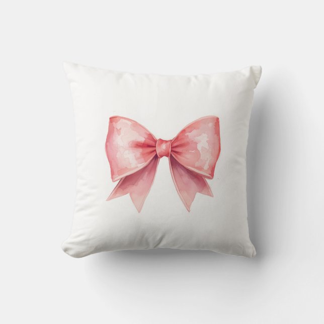 Almofada Travesseiro Estético com Laço Rosa Suave 🎀 | Deco (Frente)