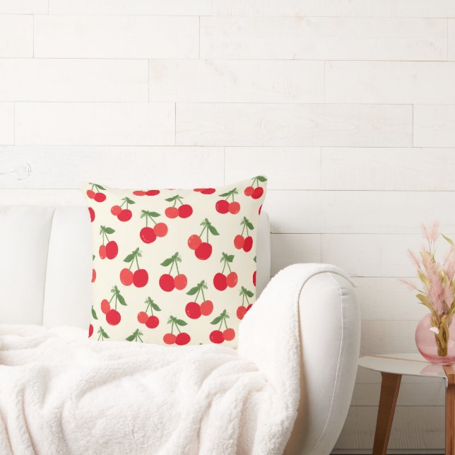 Almofada “Travesseiro Estético de Cereja Fofa 🍒✨ | decoraç (Sofá)