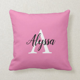Almofada Travesseiro Estiloso Rosa com Letra Inicial Monogr