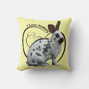 Almofada Travesseiro Eu Amo Coelhos (Amarelo Claro)