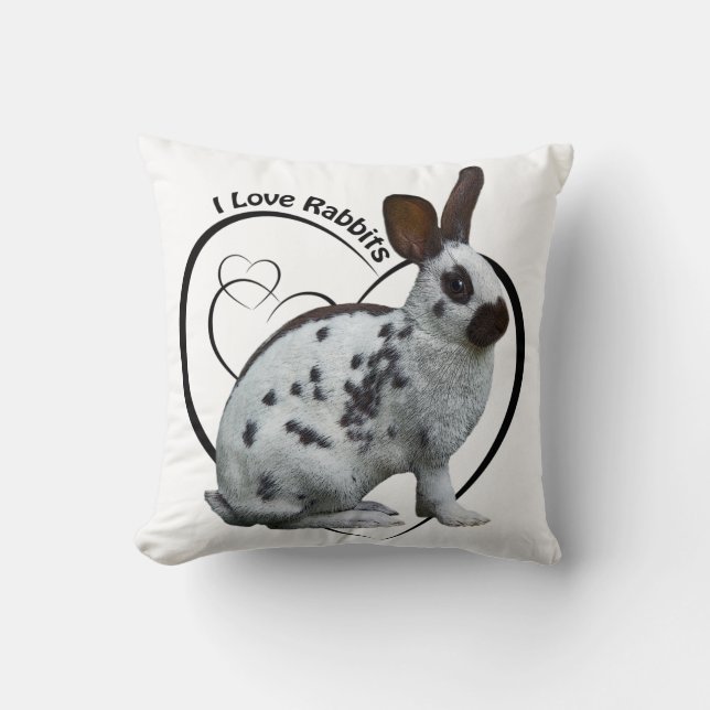 Almofada Travesseiro Eu Amo Coelhos (Branco) (Frente)