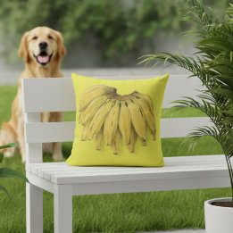 Almofada Travesseiro exterior amarelo das bananas 16x16