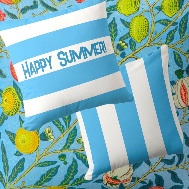 Almofada Travesseiro Exterior Trendy Blue Stripe (Popular blue and white stripes are trendy and chic this summer! Personalize or leave plain.)