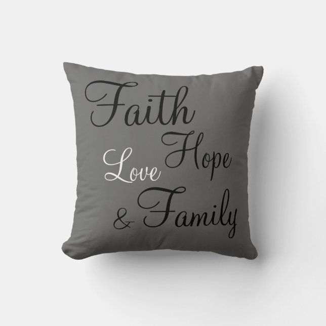 Almofada Travesseiro - Faith Hope Love Family (Frente)