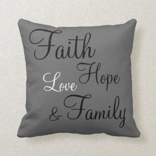 Almofada Travesseiro - Faith Hope Love Family