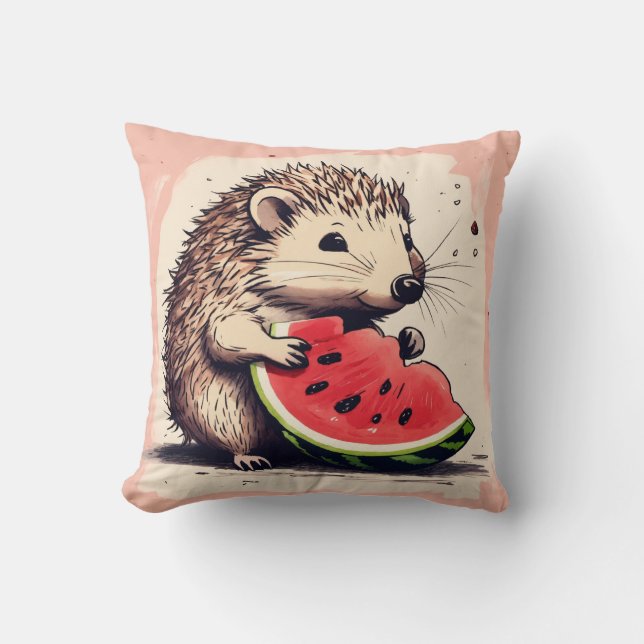 Almofada Travesseiro Feliz Hedgehog Watermelon Delight (Frente)