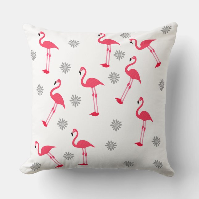 Almofada travesseiro flamingo design, branco, rosa (Frente)