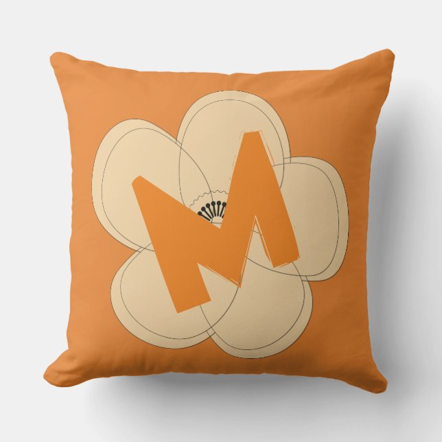 Almofada Travesseiro Flor Pop cor laranja brilhante (Frente)
