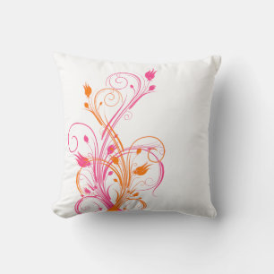 Almofada Travesseiro floral alaranjado, cor-de-rosa, branco