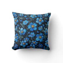 Travesseiro Floral Azul Presente para Mamãe Decora