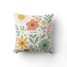 Travesseiro Floral Boho Sol | Adicionar Texto/Nome