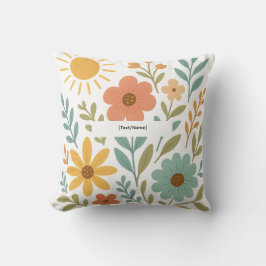 Almofada Travesseiro Floral Boho Sol | Adicionar Texto/Nome