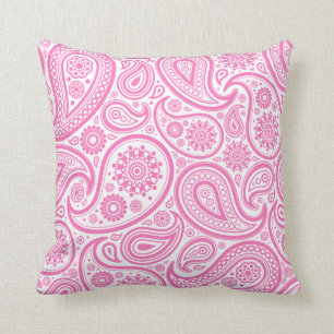 Almofada Travesseiro floral branco cor-de-rosa de Paisley