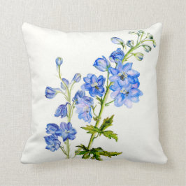 Almofada Travesseiro floral de arte azul delfinium