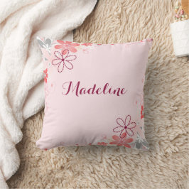 Almofada Travesseiro Floral de Cinza Rosa Elegante