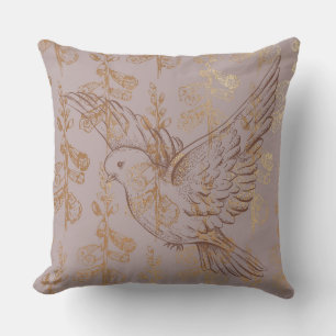 Almofada Travesseiro Floral de Porta Elegante Dourada Mocha