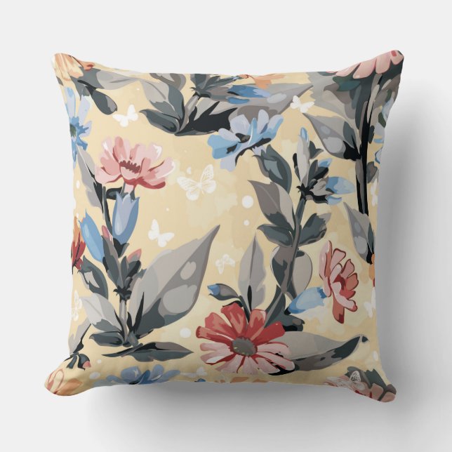 Almofada Travesseiro Floral Designer Amarelo (Frente)