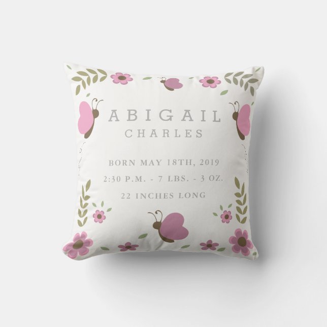 Almofada Travesseiro floral do berçário do Stats do bebê do (Frente)