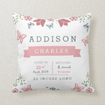 Travesseiro floral do Stats do bebê do jardim da