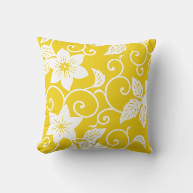 Almofada Travesseiro floral - limão - teste padrão amarelo (Frente)