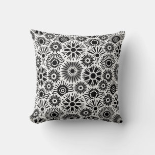 Almofada Travesseiro floral preto e branco