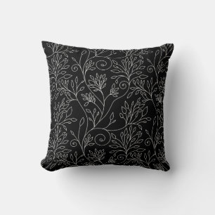 Almofada Travesseiro floral preto e branco