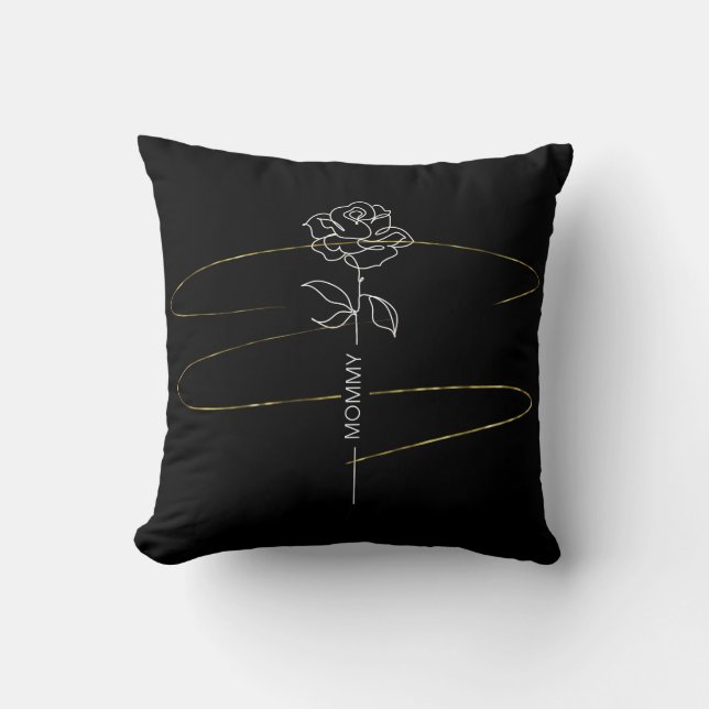 Almofada Travesseiro Floral Preto e Dourado - Na moda Mãe D (Frente)