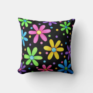Almofada Travesseiro Floral Preto e Funky