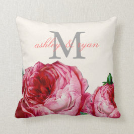 Almofada Travesseiro FLORAL ROSA MONOGRAM VINTAGE