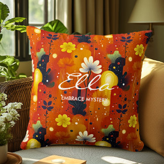 Almofada Travesseiro Floral Vibrante com Nome Personalizáve
