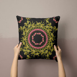 Almofada Travesseiro Floral Wreath a Preto