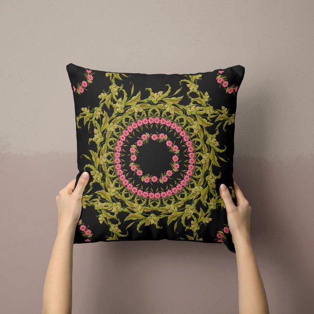 Almofada Travesseiro Floral Wreath a Preto (Criador carregado)