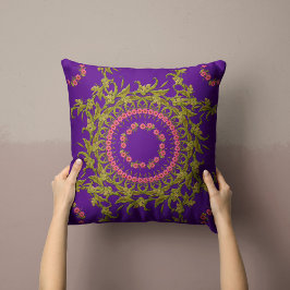 Almofada Travesseiro Floral Wreath em roxo