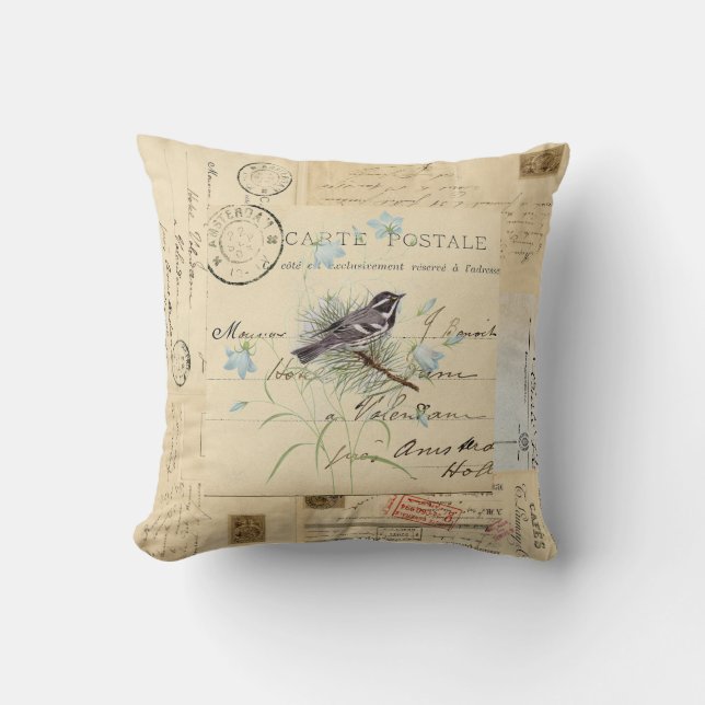 Almofada Travesseiro francês do cartão das flores do (Frente)