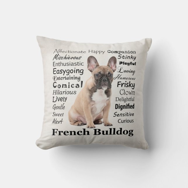 Almofada Travesseiro Frenchie Traits (Frente)